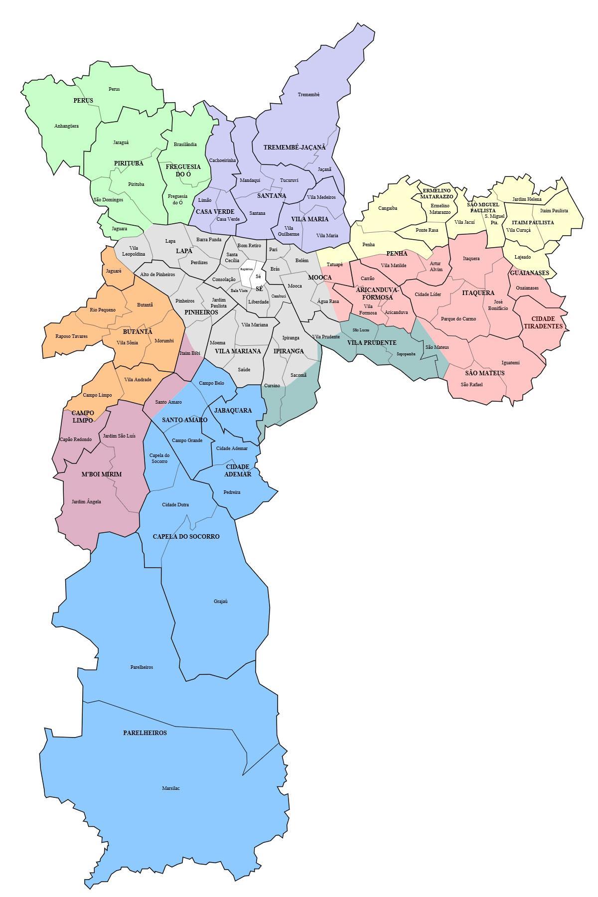 Mappa dei quartieri di San Paolo