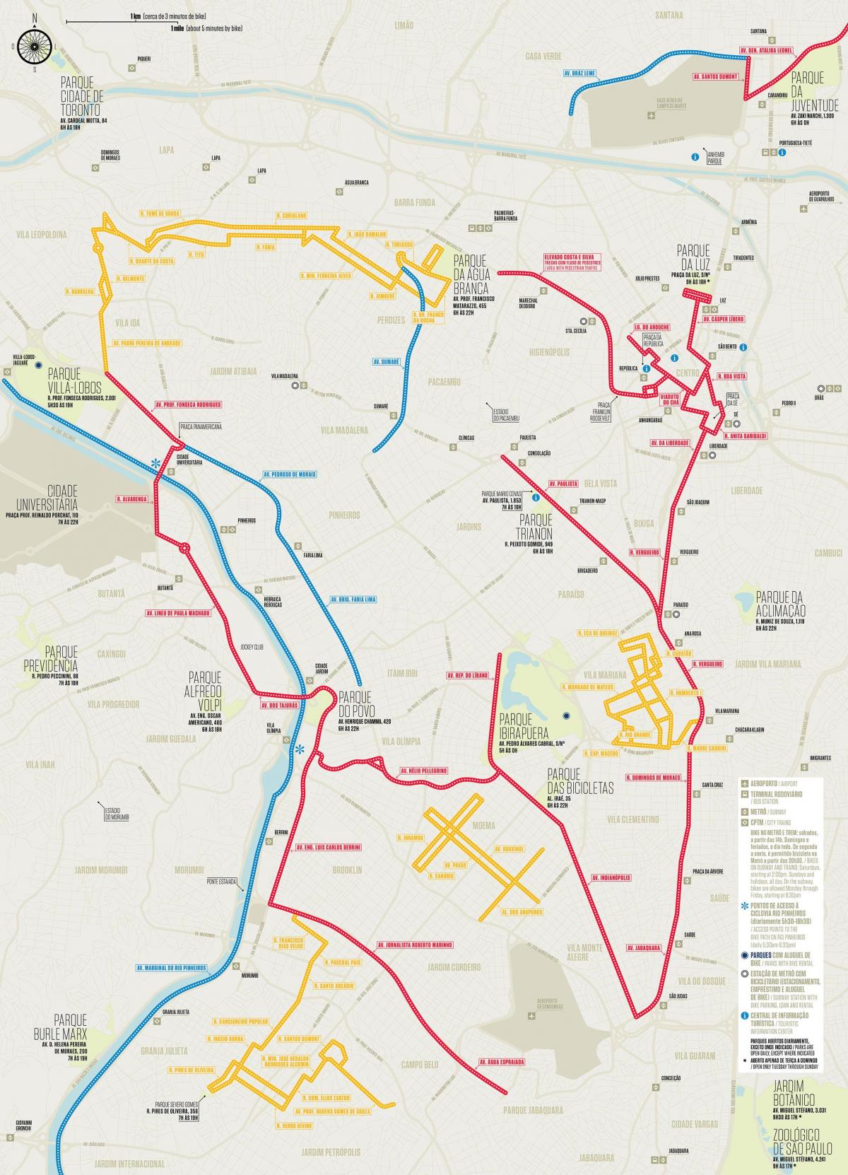 Mappa delle piste ciclabili di San Paolo